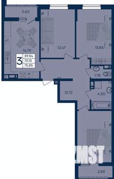 3-к квартира, вторичка, 76м2, 4/18 этаж