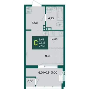 Студия квартира, вторичка, 27м2, 7/18 этаж