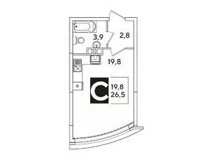 Студия квартира, вторичка, 27м2, 2/16 этаж