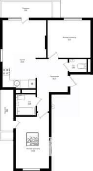 2-к квартира, вторичка, 68м2, 6/10 этаж