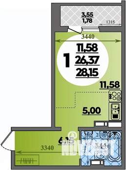 Студия квартира, строящийся дом, 28м2, 7/16 этаж
