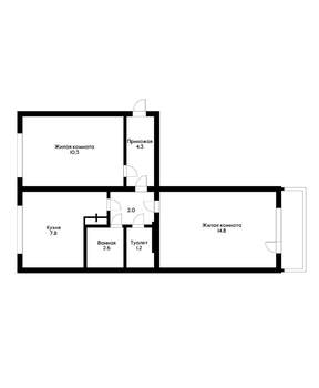 2-к квартира, вторичка, 44м2, 3/5 этаж