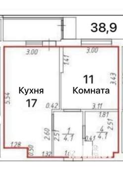 1-к квартира, вторичка, 39м2, 4/16 этаж