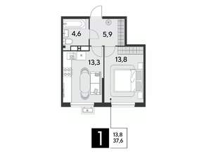 1-к квартира, вторичка, 38м2, 10/18 этаж