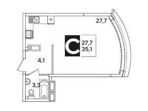 Студия квартира, вторичка, 35м2, 14/16 этаж