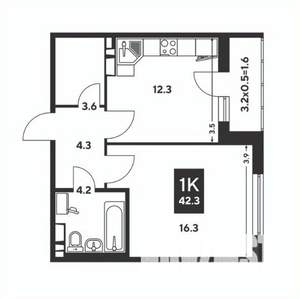 1-к квартира, вторичка, 42м2, 17/20 этаж