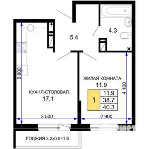 1-к квартира, вторичка, 40м2, 16/16 этаж