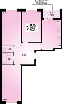 3-к квартира, вторичка, 79м2, 2/18 этаж