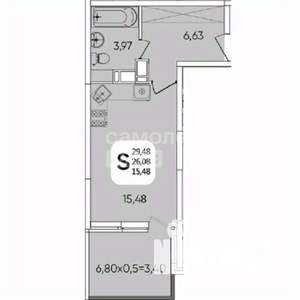 Студия квартира, вторичка, 30м2, 16/24 этаж