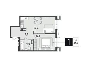 1-к квартира, вторичка, 44м2, 13/18 этаж