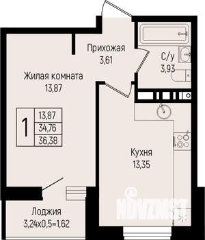 1-к квартира, вторичка, 36м2, 13/15 этаж