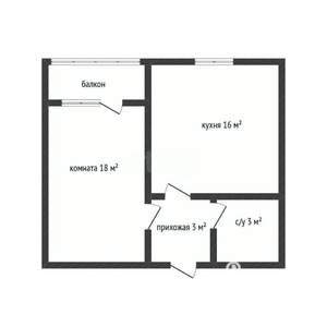 1-к квартира, вторичка, 41м2, 1/6 этаж