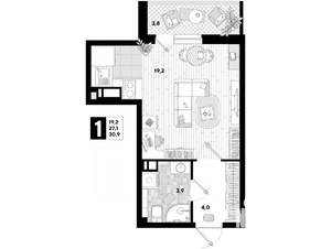 Студия квартира, вторичка, 31м2, 16/16 этаж