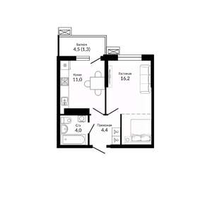 1-к квартира, вторичка, 38м2, 12/23 этаж