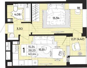 1-к квартира, вторичка, 41м2, 9/18 этаж