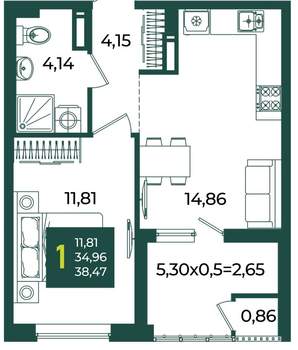 1-к квартира, вторичка, 38м2, 13/18 этаж