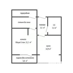 1-к квартира, вторичка, 47м2, 5/6 этаж