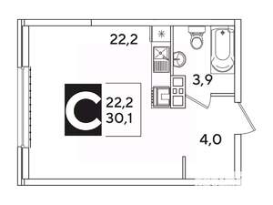 Студия квартира, вторичка, 30м2, 8/16 этаж
