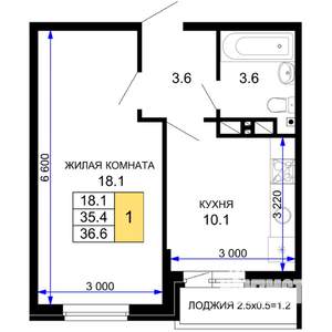 1-к квартира, строящийся дом, 37м2, 6/16 этаж