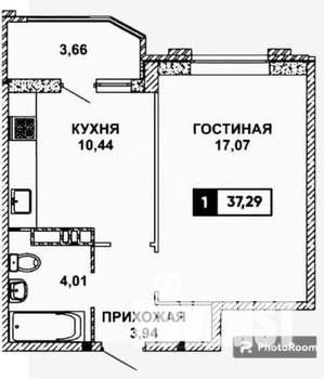 1-к квартира, сданный дом, 37м2, 13/22 этаж