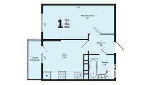 1-к квартира, вторичка, 36м2, 4/16 этаж
