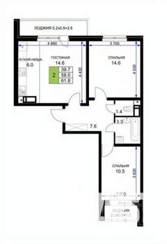 3-к квартира, вторичка, 62м2, 16/16 этаж