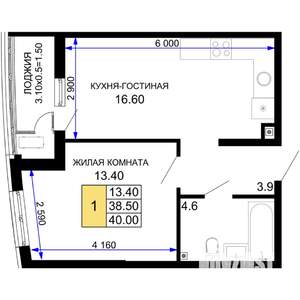 1-к квартира, вторичка, 40м2, 2/18 этаж