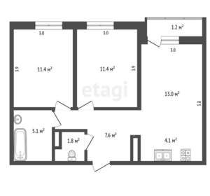3-к квартира, вторичка, 55м2, 5/9 этаж