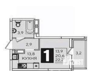 Студия квартира, вторичка, 21м2, 8/16 этаж