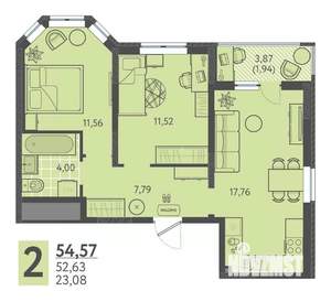 2-к квартира, вторичка, 55м2, 7/18 этаж