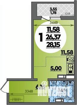 Студия квартира, строящийся дом, 28м2, 14/16 этаж