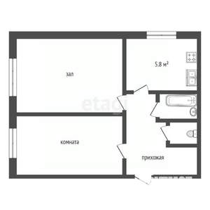 2-к квартира, вторичка, 41м2, 1/2 этаж