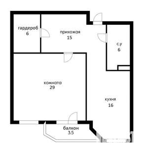 1-к квартира, вторичка, 69м2, 3/16 этаж