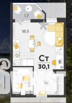 Студия квартира, вторичка, 31м2, 15/18 этаж