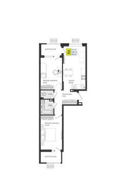 2-к квартира, вторичка, 63м2, 7/8 этаж