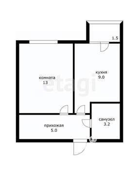 1-к квартира, вторичка, 30м2, 4/5 этаж