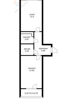 1-к квартира, вторичка, 36м2, 4/4 этаж