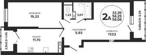 2-к квартира, вторичка, 58м2, 7/24 этаж