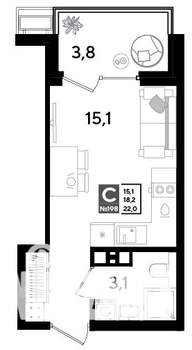 Студия квартира, строящийся дом, 22м2, 6/9 этаж