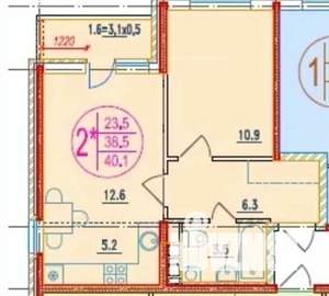 1-к квартира, вторичка, 38м2, 9/9 этаж
