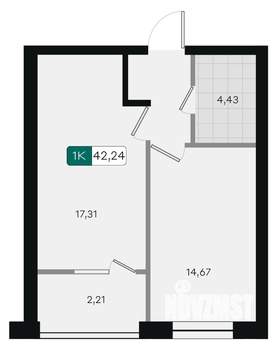 1-к квартира, вторичка, 42м2, 2/18 этаж