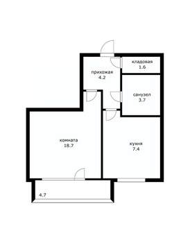 1-к квартира, вторичка, 36м2, 5/5 этаж