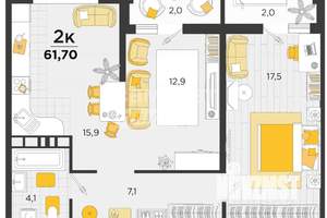 2-к квартира, вторичка, 61м2, 5/24 этаж