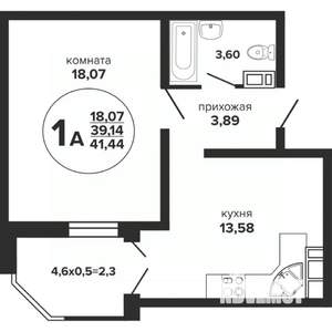 1-к квартира, строящийся дом, 41м2, 13/24 этаж