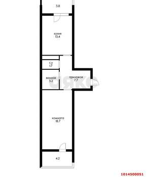 1-к квартира, вторичка, 52м2, 19/24 этаж