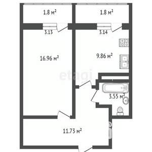 1-к квартира, вторичка, 42м2, 12/18 этаж