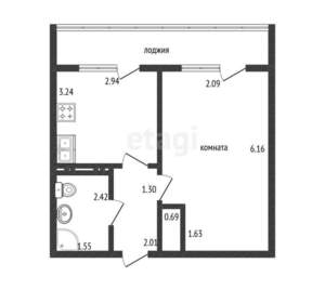 1-к квартира, вторичка, 36м2, 8/16 этаж