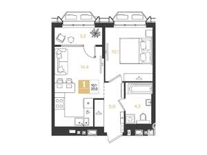 Студия квартира, строящийся дом, 37м2, 16/18 этаж