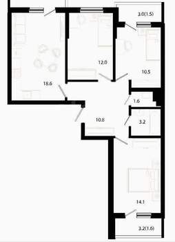 3-к квартира, вторичка, 72м2, 2/15 этаж