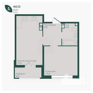 1-к квартира, вторичка, 43м2, 3/18 этаж